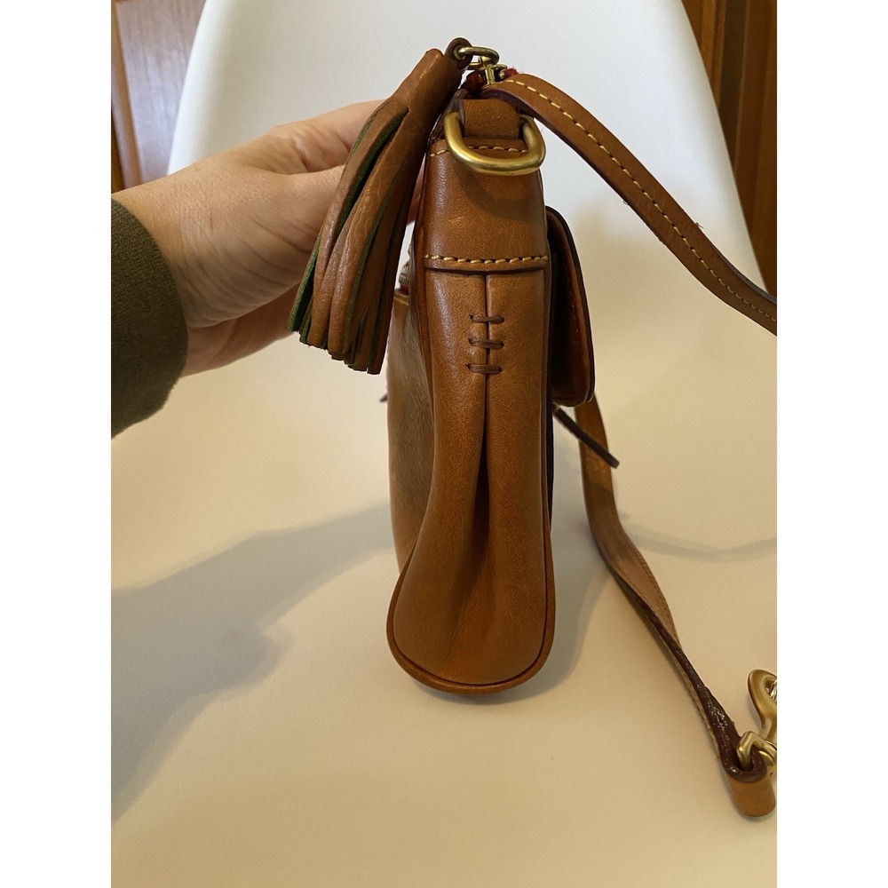 Dooney Bourke Brown Florentine Leather Natural Tassel Clutch Shoulder Bag Purse - Picture 5 of 13